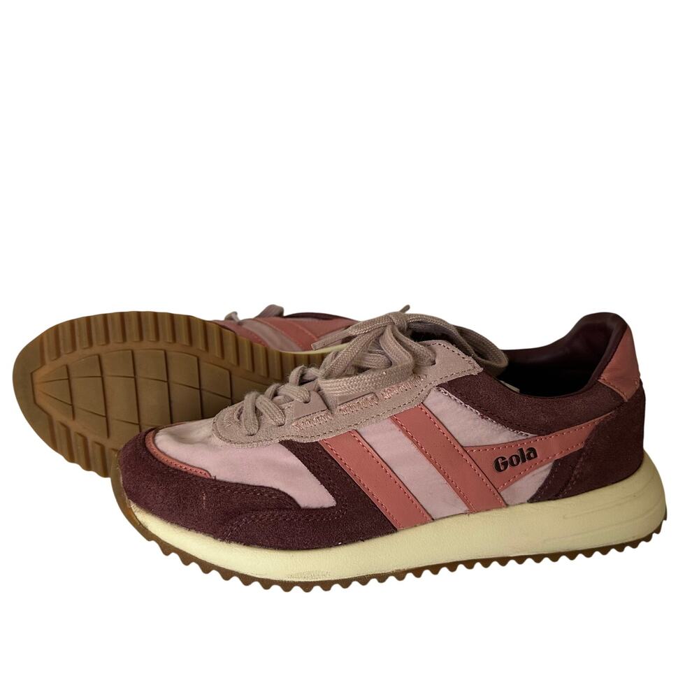 Gola Women’s Daytona Sneakers 6 Pink Burgundy Retro Jogger Suede Nylon Trainers